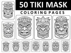 the 50 tiki mask coloring pages are available for adults and children to color in