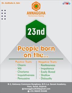 Personality check for people born on 23rd of any month 💟 This people are rules by Mercury For more details DM us on 9664502440 Positive Traits, Negative Traits, Relationship Lessons, Astrology, Healing, India