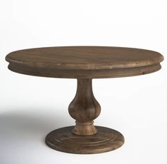 a round wooden table on a white background