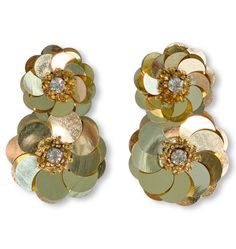 Flower Earrings Gold, Sequin Flower, Flower Earrings, Earrings Gold, Statement Jewelry, Jewelry Collection, Beads, Flowers, Gold