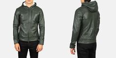 Hooded Leather Jacket For Work, Leather Shirt, Jacket For Men, Mens Jackets, Bomber Jacket, Custom Made, Leather Jacket, For Men, Green