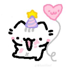 an image of a hello kitty with a heart on it's head and a balloon in the shape of a star