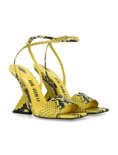 Upper: 100% Calf leather Lining: 100% Goat leather Sole: 100% Bovine leather Yellow Sandals With Sculpted Heel For Evening, Yellow Evening Sandals With Sculpted Heel, Yellow Sandals With Sculpted Heel For Formal Occasions, Yellow Formal Sandals With Sculpted Heel, Designer Yellow Sandals With Ankle Strap, Luxury Yellow Heels With Heel Strap, Designer Yellow Sandals With Heel Strap, Luxury Yellow Heels For Summer, Luxury Yellow Summer Heels