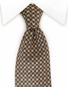 Brown Houndstooth Tie Houndstooth Shirt, Manly Men, Earthy Brown, Hounds Tooth, Mens Tie, Plaid Tie, Brown Suits, Brown Pattern, Brown Tones