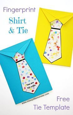 an origami tie is on top of a blue card with the words, shirt and tie