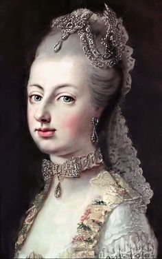 an old painting of a woman in white dress with a tiara on her head