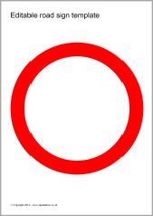 a red circle with the words edible road sign template