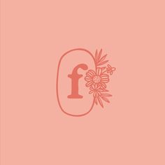 the letter f is surrounded by flowers on a pink background with an orange font that reads f