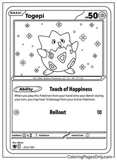 pokemon trading card with the words touch of happiness on it