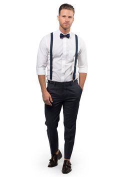 Suit With Suspenders, Court Outfit, Men Bow Tie, Polka Dot Bow Tie, Black And White Tuxedo, Bearer Outfit, Bowtie And Suspenders, Ring Bearers, Suspenders Men