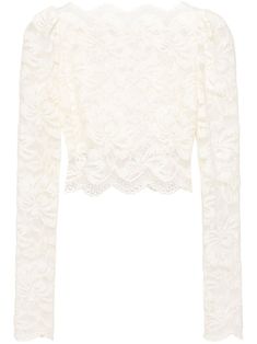 ivory white lace construction sheer coverage scallop edge gathered detailing boat neck long sleeves unlined scallop hem cropped Scallop Hem, Scallop Edge, Wardrobe Edit, Yoko London, City Dress, Summer Beach Wear, Paco Rabanne, Exclusive Fashion, Ivory White