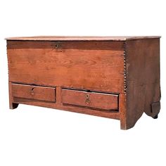 an old wooden chest with three drawers on one side and two smaller drawers on the other