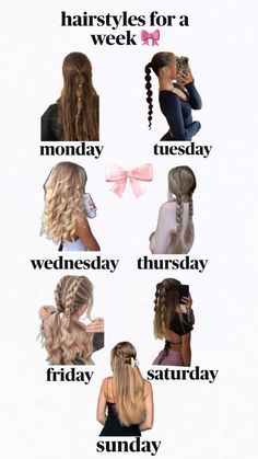 #hairstyle #longhair Hairstyles For A Week, Cute Sporty Hairstyles, Preppy Hairstyles, Hairstyle Examples, Easy Hairstyles For Thick Hair, Hair Inspiration Long, Cute Simple Hairstyles, Types Of Hair, Hairstyles For Layered Hair