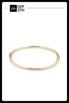 Exclusively At Saks Off Fifth. Timeless Bangle Bracelet Crafted From Polished Yellow Gold. 14k Yellow Gold Lever Clasp Made In Italy Size Diameter, About 2.75" Click Here For A Guide To Jewelry & Watches. Center Core - Jewelry Trunk > Saks Off 5th. Saks Fifth Avenue Made In Italy. Classic Gold Bracelet With Spring Ring Clasp, Classic Bangle Bracelet With Spring Ring Clasp, Formal Gold Bangle Bracelet With Spring Ring Clasp, Yellow Gold Bangle Bracelet With Spring Ring Clasp, Classic Hoop Jubilee Bracelet, Yellow Gold Bangle Bracelet With Gold Clasp, Hinged 14k Gold Round Bracelets, Classic Jubilee Hoop Bracelets, Classic Bangle Jewelry With Gold Clasp