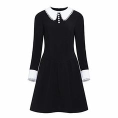 The Serious Wednesday Dress Wednesday Addams Dress, Addams Dress, Wednesday Dress, Preppy Mode, Dark Dress, Punk Dress, Vintage Black Dress, Estilo Preppy, Goth Dress