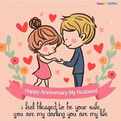 a happy anniversary card for husband and wife with an image of two people hugging each other