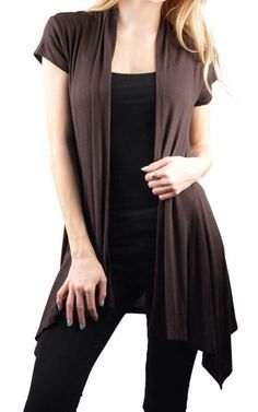 Cap Sleeve, Front Open, Sweater Outfits, Cap Sleeves, Brown And Grey, Cardigans, Tunic Tops, Cover Up, Fashion Clothing