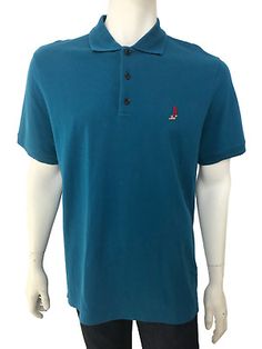 (eBay) This 100% cotton polo t-shirt in teal color features a discrete Berluti shoe print embroidered on the chest. Made in: Italy Material: 100% Cotton Size: 54 Berluti / 44 US / XL Approximate Measurements: Chest Width: 58 cm Body Length: 75 cm Sleeve Length: 25 cm Shoulder Width: 48 cm Condition: NEW with tags. Casual Blue Polo Collar T-shirt, Blue Relaxed Fit Short Sleeve Polo Shirt, Blue Crew Neck Polo Shirt For Summer, Blue Polo Shirt With Relaxed Fit And Crew Neck, Blue Relaxed Fit Polo Shirt With Crew Neck, Blue Casual Polo Shirt With Crew Neck, Casual Blue Polo Shirt With Crew Neck, Blue Casual Crew Neck Polo Shirt, Berluti Shoes