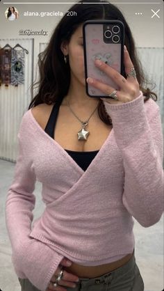 Fuzzy Long Sleeve Crop Top, Lamp Core Outfit, Cute Pink Outfit Ideas, Mitski Concert Outfit Ideas, Summer Pink Outfits, Winter Balletcore, Feminim Style Outfit, Summer Outfits Long Sleeve, Cute Tops For School