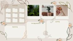 an arrangement of photos with flowers and plants