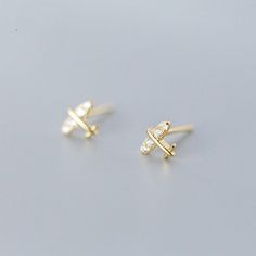 A Pair Of Airplane W/ Tiny Cz Diamonds Studs Earrings Description: ............................................ Metal: The Earrings Are Made From Solid 925 Sterling Silver, Finest Yellow/White Gold Plated Silver, Nickel Free Stone : The Stones Are Brilliant Sparkly 5a Cubic Zirconia Measurement: - Width Of Airplane Approximately 6mm/0.24inches; - Height Of Airplane Approximately 5mm/0.2inches; Color: Gold ................................................ The Earrings Will Come With A Jewelr Airplane Earrings, Studs Gold, Crystal Hoop Earrings, Kate Spade Earrings, Gold Gifts, Statement Drop Earrings, Studs Earrings, Gold Filled Earrings, Silver Gifts