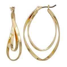 Put a twist on your look with these chic hoop earrings. Put a twist on your look with these chic hoop earrings. EARRING DETAILS Length: 1.54 in. Backings: click-it Metal: alloy Finish: polished Nickel safe Not appropriate for children 14 years old and younger. Size: One Size. Color: Gold. Gender: female. Age Group: adult. Chic Metal Hoop Wrap Earrings, Modern Twist Metal Hoop Earrings, Modern Twist Metal Twisted Hoop Earrings, Modern Twisted Metal Hoop Earrings, Modern Twist Hoop Earrings In Metal, Chic Twisted Hoop Earrings, Elegant Twisted Metal Hoop Earrings, Twist Hoop Earrings, Double Twist