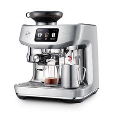 an espresso machine on a white background