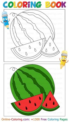 a watermelon cut out to be used as a coloring page for children's books