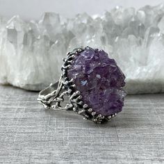 "Purple Druzy amethyst ring sterling silver, Huge raw stone ring Natural purple gemstone ring for women, branch ring, made in Armenia All our jewelry is crafted with great attention to detail! We strive to provide you the best quality, modern design, and perfect look!! All our jewelry is made of high-quality sterling silver and is stamped with a 925 stamp This is a natural stone and it is unique, so it might not be possible to make the second one with exactly the same stone (I will send the phot Sterling Silver Wedding Rings With Raw Stone, Wedding Rings With Raw Stone In Sterling Silver, Spiritual Sterling Silver Ring With Raw Stone, Nature-inspired Purple Sterling Silver Jewelry, Amethyst Crystal Ring With Natural Stones, Amethyst Natural Stones Crystal Ring, Amethyst Promise Ring With Natural Stones, Fine Jewelry Amethyst Crystal Ring With Gemstone, Amethyst Ring With Large Stone