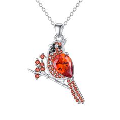 PRICES MAY VARY. 🐦 Design 🐦: Cardinal necklace can be as a spiritual sustenance, to remind them that their loved ones will always be with them in spirit. When cardinals appear, angels are near. It symbolize spiritual messengers and remind us of a love one who has passed. 🐦 Material 🐦: Made of 925 Sterling Silver. 🐦 Size 🐦: pendant's size is 25mm. The necklace chain is 18 inch chain with 2 inch extender chain. 🐦 Gift 🐦: It is a surprised gift for your daughter, mother, wife, girlfriend, f Red Birthstone Jewelry As A Gift For Her, Red Birthstone Jewelry Gift For Her, Red Birthstone Jewelry For Her, Red Crystal Necklace For Anniversary, Red Cubic Zirconia Birthstone Jewelry, Red Jewelry Christmas Gift, Red Jewelry For Christmas Gift, Red Christmas Jewelry Gift, Spiritual Red Jewelry For Christmas