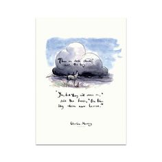 a card with an illustration of two clouds in the sky