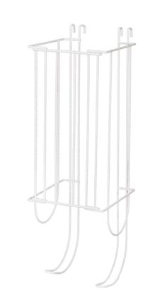 two white metal racks with handles on each side