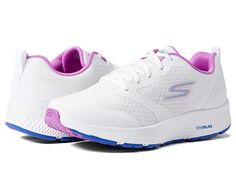 SKECHERS Go Run Consistent - Intensify - Women's Shoes : White/Purple : Work out with full intensity wearing the SKECHERS Go Run Consistent - Intensify Shoes. Textile and synthetic upper. Textile lining and insole. Cushioned midsole. Air-Cooled Goga Mat breathable insole gives high cushioning. Ortholite comfort foam insole layer. Breathable mesh. Pull tab for easy on/off. Lace-up closure. Signature brand logo detailing on upper. Synthetic outsole. Imported. Measurements: Weight: 8 oz. Measuremen Sketchers Women Shoes, Skechers Shoes Women Skechers Usa, Women Skechers Shoes, Synthetic Running Shoes With Ortholite Insole For Jogging, Running Shoes With Ortholite Insole And Round Toe, Running Shoes With Boost Midsole For Light Exercise, Sports Running Shoes With Ortholite Insole And Round Toe, Cushioned Running Shoes With Round Toe For Light Exercise, Sports Running Shoes With Ortholite Insole