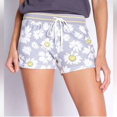 The Sleep Short That Will Bring A Smile To Your Face. Designed In Our Exclusive Daisy-Floral Printed Peachy, With Fun Striped Waist Band. Fabric: Polyester- Rayon W/5% Elastane Nwt Cute Spring Pajama Shorts For Lounging, Cute Pajama Shorts For Spring Lounging, Playful White Pajama Shorts For Pajama Party, Fun White Bottoms For Spring, White Relaxed Fit Sleepwear For Leisure, White Relaxed Fit Sleepwear, Playful Pajama Shorts For Spring Loungewear, Playful Spring Pajama Shorts For Loungewear, Playful White Pajama Shorts For Loungewear