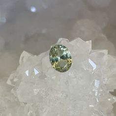 This sapphire has such an interesting interplay of greens, depending on which way you turn the gem. When it’s viewed vertically, one side shows more seafoam, but if you flip it the other way it shows chartreuse. When you view it horizontally, the colors blend more. There is a very small eye-visible inclusion in the crown by the star facets that translates to the naked eye as a speck of pepper. I can’t quite tell if it’s a spinel or a garnet crystal. Either way, it’s super cool and unique. Other Seafoam Green Engagement Ring, Mint Green Sapphire Engagement Ring, Large Montana Sapphire Ring, Montana Blue Sapphire, Blue Green Montana Sapphire, Garnet Crystal, Montana Sapphire, Best Engagement Rings, Sapphire Color