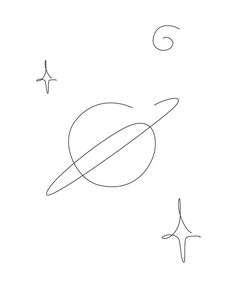 a drawing of an object with two stars in the sky and one star flying by