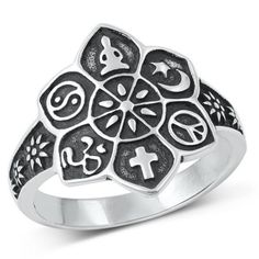 Lotus Flower Religious Symbols Ring .925 Coexist Sterling Silver Band Jewelry Female Male Size 10 All our silver jewelry is crafted from .925 silver also commonly referred to as sterling silver. Sterling silver is the standard for beautiful high-quality silver jewelry and cannot be replicated by lower priced silver plated jewelry. It is 92.5% pure silver, mixed with alloys to add strength and durability to stand the test of time. Keep your fine jewelry shiny and elegant by storing it properly. J Tarnish Remover, Religious Symbols, Female Male, Band Jewelry, Silver Plated Jewelry, Sterling Silver Bands, Lotus Flower, Pure Silver, Silver Band