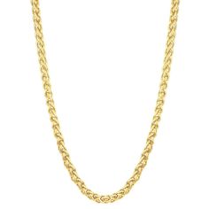 Men's Gold Plated Stainless Steel Spiga Chain Necklace (6mm) - Gold (24) Gold Stainless Steel Necklace With Wheat Chain, Gold Wheat Chain Necklace In Stainless Steel, Gold Stainless Steel Wheat Chain Necklace, Gold Stainless Steel Rope Chain Necklace, Chain Men Necklace, Gold Chain Men, Gold Chain Design, Mens Gold Jewelry, Gold Chains For Men