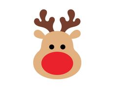 a reindeer's head with red nose and antlers on white background, illustration