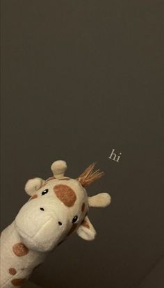 a giraffe stuffed animal hanging from the ceiling