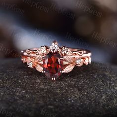 Vintage Garnet Engagement Ring Set,Rose Gold Natural Inspired Engarved Anniversary Ring,January Birthstone,Stack Wedding Ring,Promise Ring Specifications: ►Sold As a Garnet Engagement Ring Set(This purchase includes 2 PCS Ring.) Engagement Ring ►Material: Available in Silver & Solid 10K/ 14K/ 18k Rose/Yellow,/White,Gold ►Center stone:Oval Cut [8x6mm] Natural Garnet. 1.41 Carat.(Approx.) ►For Silver Ring::Accented with CZ Simulated Diamonds (5A, E-F color, VVS clarity. )/Moissanite. 1.5mm Round & Wedding Rings With Garnet And Rose Cut Diamonds, Wedding Rings With Rose Cut Diamonds And Garnet, Wedding Jewelry With Center Stone Garnet, Wedding Jewelry With Garnet Center Stone, Wedding Garnet Jewelry With Center Stone, Heirloom Garnet Birthstone Ring For Wedding, Wedding Rings With Garnet And Accent Stones, Wedding Jewelry With Rose Cut Diamonds And Garnet, Oval Rose Gold Ruby Ring For Wedding