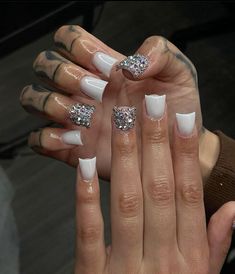 Short White Acrylic Nail Designs, Short Duck Tip Nails, All White Duck Nails, White Short Duck Nails, Short Acrylic Nails Duck Shape, White Duck Nails Design, Medium Duck Nail Designs, Simple Duck Nail Designs, Short Nails Duck