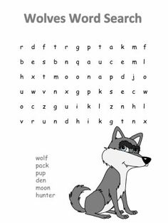 a wolf worksheet with words and pictures to help kids learn how to read the word search