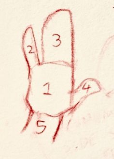 a drawing of a person's hand with the number 3 on it and numbers below