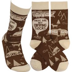 PRICES MAY VARY. GREAT FOR GIFTING: Colorful woven socks make great gifts! CLEVER DESIGNS: Socks feature clever design and sentiment. ONE SIZE FITS MOST: Socks are made of stretchy cotton, nylon, and spandex blend so one size fits most. SENTIMENT READS: These Are My Camping Socks DESIGNED IN THE USA: Proudly designed in the USA. Camping Socks, Camp Socks, Tea Reading, Gift Inspo, Writing Utensils, Reading Gifts, Primitives By Kathy, Easter Gift Baskets, Pretend Play Toys