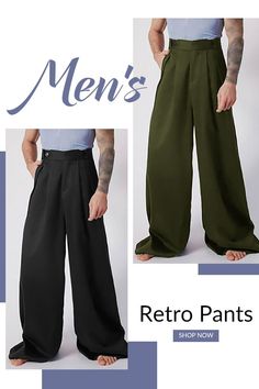 Men's Casual Trousers. Fashion Never Goes Out of Style.Shop Now in Incerunmen>> #Trousers#Pants#Wide-leg#Retro#mens fashion#seamen#navy#Samurai#Aladdin#High waist pants#button#pocket#bell-bottomed pants#falres#dance Man Wide Leg Pants, Men’s Loose Pants, Men’s High Waisted Pants, Flowy Pants Men, Men’s Wide Leg Pants, Baggy Trousers Outfit Men, Wide Leg Pants Outfit Men, High Waisted Pants Men, Men’s Pants