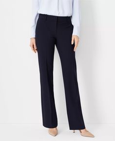 The Tall Mid Rise Trouser Pant in Seasonless Stretch Elastane Dress Pants For Office, Formal Elastane Bottoms, Sleek 4-way Stretch Pants For Workwear, Versatile Straight Leg Formal Dress Pants, Tailored Elastane Pantsuit For Business Casual, Elegant Career Pants With Straight Leg, Versatile Straight Leg Dress Pants For Formal Occasions, Sleek Elastane Dress Pants For Workwear, Sleek Elastane Pantsuit For Workwear