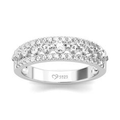 a white gold ring with diamonds on it