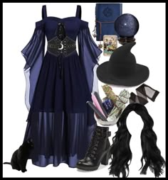 Witch Outfit Cottagecore, Witch Woman Costume, Witch Battle Outfit, Kimono Witch Outfit, Salem Witch Outfit Aesthetic, Daily Witch Outfit, Thrifted Witch Costume, Witch Oc Outfit Ideas, Formal Witch Outfit