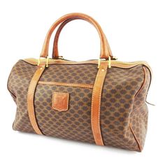 Luxury Pre-owned Brown Bag, Classic Pre-owned Bags For Daily Use, Pre-owned Monogram Canvas Business Bag, Classic Pre-owned Bags With Double Handle, Pre-owned Designer Brown Bags, Pre-owned Classic Shoulder Bag For Travel, Vintage Coated Canvas Satchel With Gold-tone Hardware, Pre-owned Monogram Canvas Bag For Daily Use, Pre-owned Monogram Canvas Bags For Everyday Use